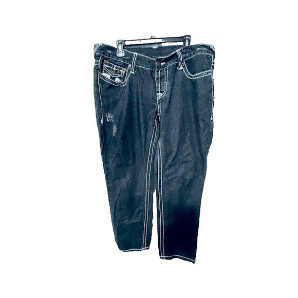 True Religion Billy Super T Straight Jeans Sz 40 Fits 38x31.5 Black Button Fly - Picture 2 of 16